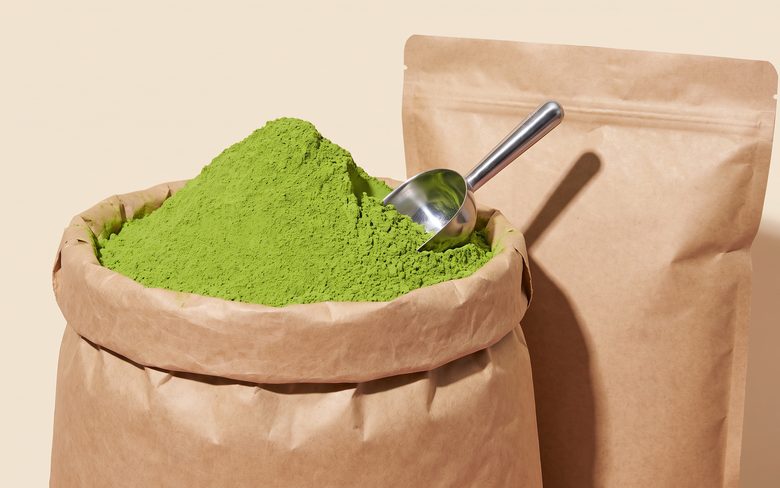 Bulk sacks of matcha powder for use as an ingredient at volume